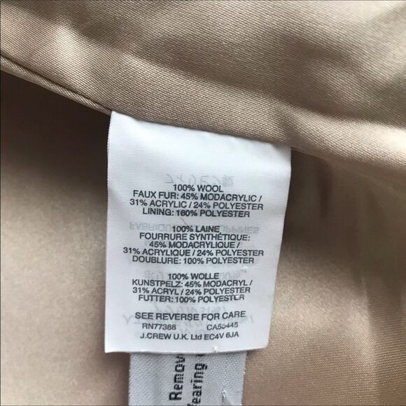 NWOT. JCREW WOOL COAT SZ 2 - Picture 7 of 8